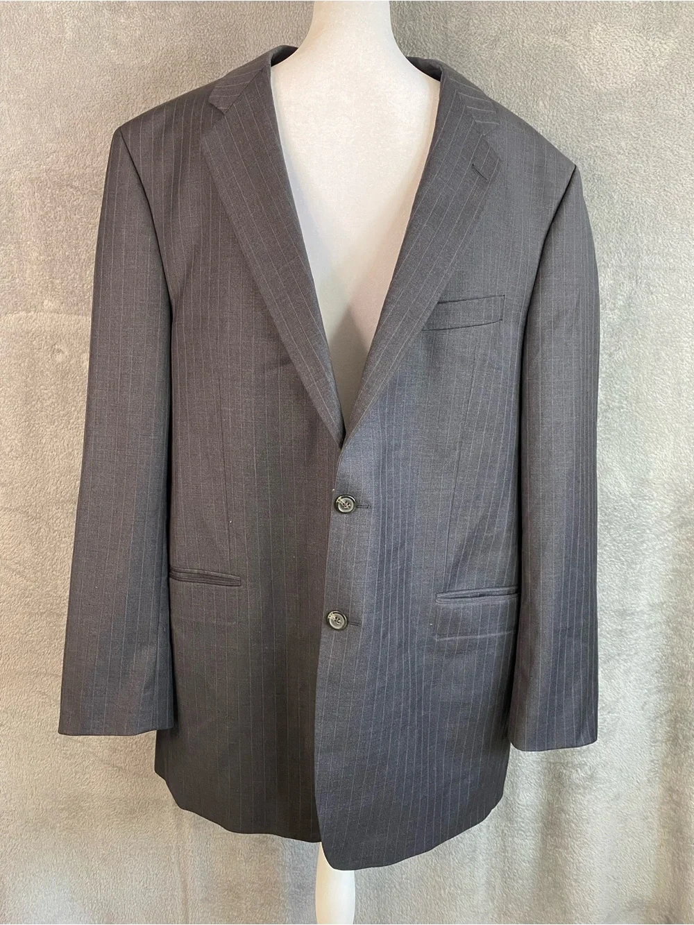 VTG Lauren Ralph Lauren Black Pinstripe Two-Button Wool Blazer 46XL Dark Academi
